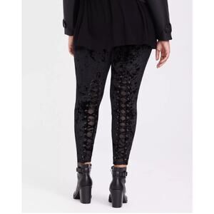 Torrid Women's Full Length Velvet Back Lace-Up Leggings Black Size 00 Medium M